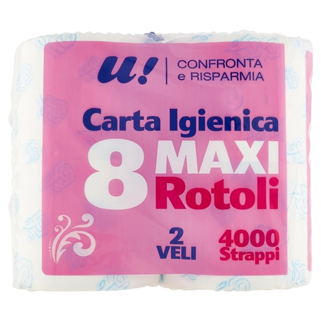 8 Maxi Rotoli Carta Igienica 2 Veli U! Confronta e Risparmia